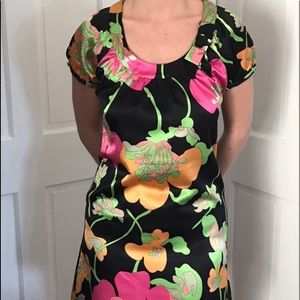 BCBG MaxAzria Satin Neon Flower Dress